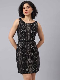 Latin Quarters - Black Sleeveless Embellished Bodycon Dress with Belt (Set of 2)