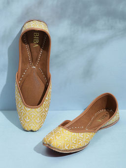 Biba - Womens Yellow Fabric Mojaris