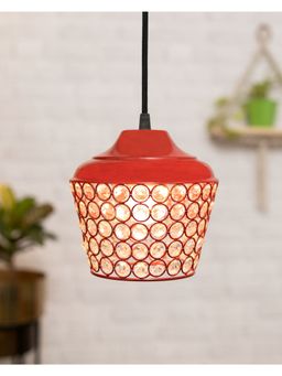 Homesake - 6.5" Red Crystal Hanging Lantern Light