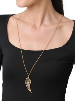 Lilly & Sparkle - Gold Toned Long Chain With Wing Pendant