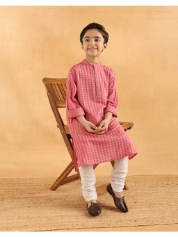 Fabindia - Red Cotton Dobby Long Kurta