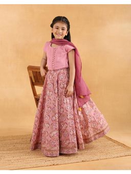Fabindia - Mauve Cotton Hand Block Lehenga Set