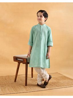 Fabindia - Green Cotton Hand Block Printed Long Kurta