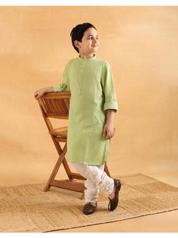 Fabindia - Green Cotton Dobby Long Kurta