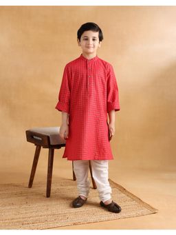 Fabindia - Red Cotton Blend Long Kurta