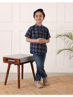 Fabindia - Indigo Cotton Dabu Printed Short Kurta