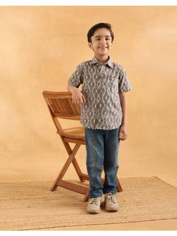 Fabindia - Grey Cotton Ikat Shirt