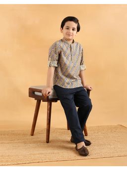 Fabindia - Multi-Color Cotton Hand Block Printed Short Kurta