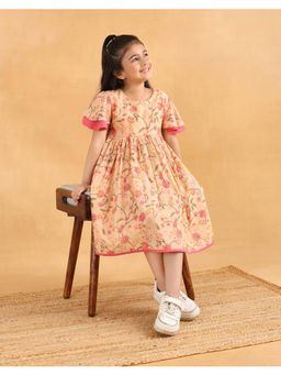 Fabindia - Peach Cotton Hand Block Dress