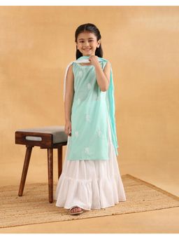 Fabindia - Teal Cotton Chikankari Kurta and Garara