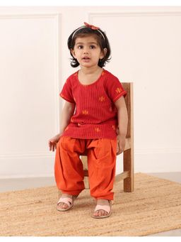 Fabindia - Red Cotton Dobby Salwar Suit Set