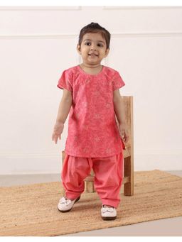 Fabindia - Pink Cotton Silk Blend Salwar Suit Set