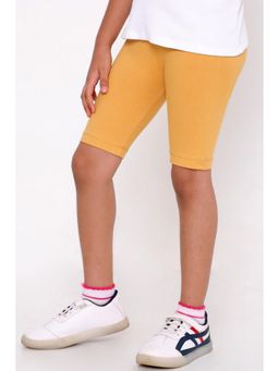TotzTouch - Girls Solid Mustard Yellow Cycling Shorts For Kids