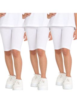 TotzTouch - Girls Solid White Cycling Shorts For Kids (Pack of 3)