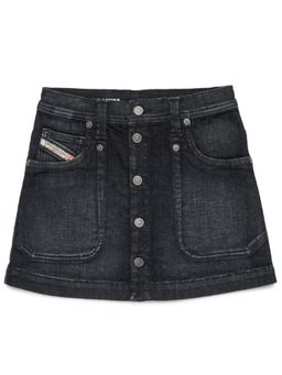 Diesel - Girls Black Denim Front-Button Skirt
