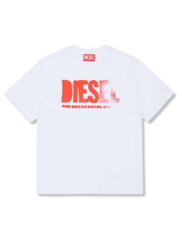 Diesel - Boys White Gradient Logo-Print T-Shirt