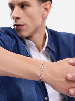 Carlton London - Men Rhodium Link Curb Bracelet