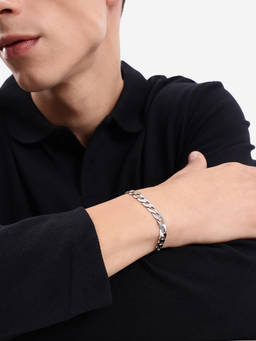 Carlton London - Men Rhodium Bold Link Bracelet