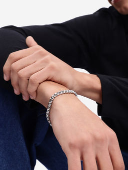 Carlton London - Men Silver Rolo Square Bracelet