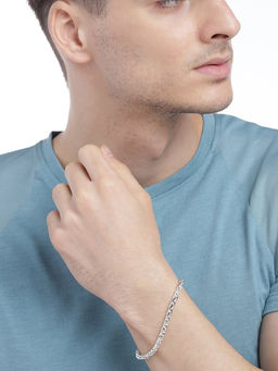 Carlton London - Men Rhodium Plated Link Bracelet