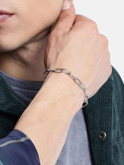 Carlton London - Men Silver Plated Link Bracelet