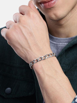 Carlton London - Men Silver Plated Link Bracelet