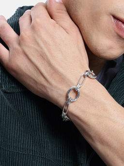 Carlton London - Men Silver Plated Link Bracelet