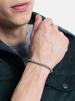 Carlton London - Men Silver Wheat Link Bracelet