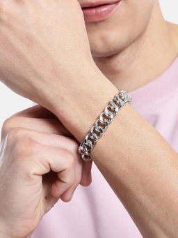 Carlton London - Men Silver Toned Curb Bracelet