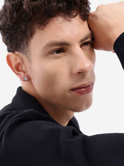 Carlton London - Men Silver Plated Triangular Petite Stud Earring