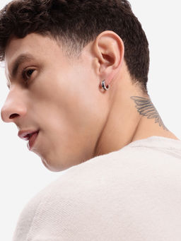 Carlton London - Men Silver Plated Mini Hoop Earring