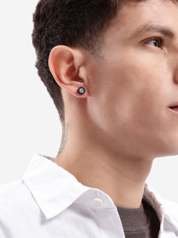 Carlton London - Men Black Toned Solitaire Mini Stud Earring