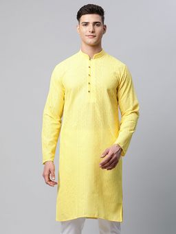 Jompers - Men Embroiderd Kurta in Yellow