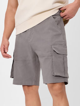 The Souled Store - Solid Mystic Grey Men Cargo Shorts