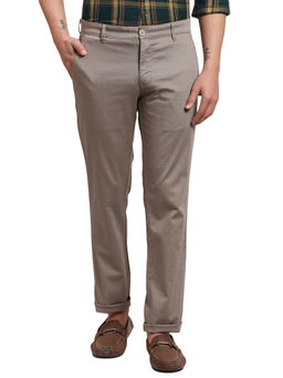Parx - Tapered Fit Printed Dark Grey Trouser