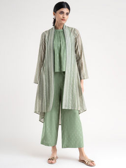 Pink Fort - High-low Chanderi Overlay - Green