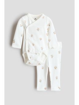 H&M - Girls White 2-Piece Bodysuit And Leggings Set
