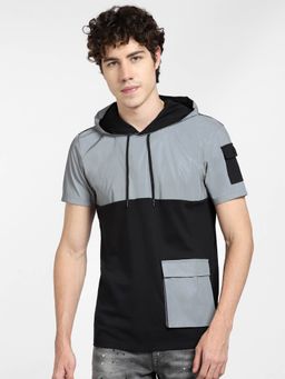 Jack & Jones - Black Colourblocked Hooded Sweatshirt