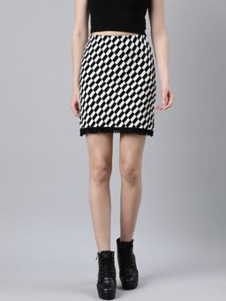 SHOWOFF - Women's Geometric Pencil Black Mini Skirt