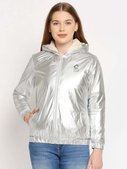 Being Human - Women Silver Solid Jacket