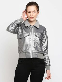 Being Human - Women Silver Solid Jacket