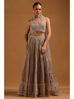 Soch - Grey Fendi Embellished Lehenga Choli with Mirror and Stone