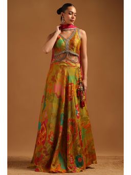 Soch - Light Green Tissue Embellished Lehenga Choli with Sequins