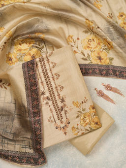 Koskii - Mustard Cut dana Chanderi Unstitched Salwar Suit