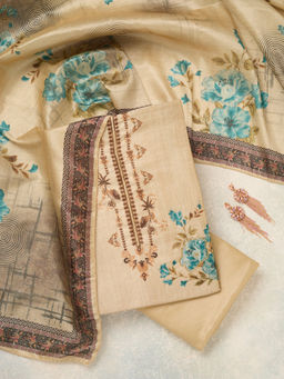 Koskii - Beige Cut dana Chanderi Unstitched Salwar Suit