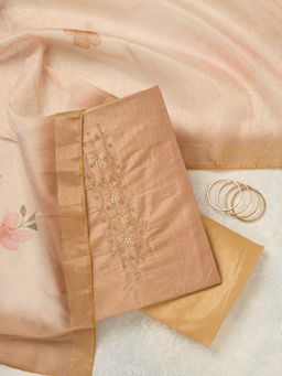 Koskii - Beige Cut dana Chanderi Unstitched Salwar Suit