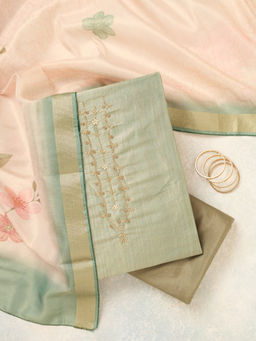 Koskii - Pista Green Cut dana Chanderi Unstitched Salwar Suit