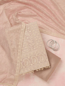 Koskii - Mauve Thredwork Chanderi Unstitched Salwar Suit