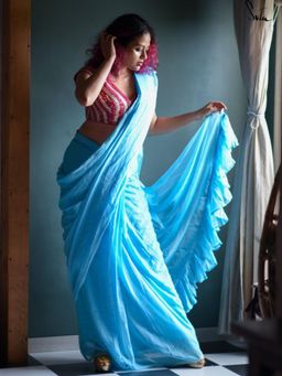 Suta - Blue Ruffel Ready To Wear Saree