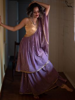 Suta - Lavender Mul Modal Pre Drape Saree with Sequins
